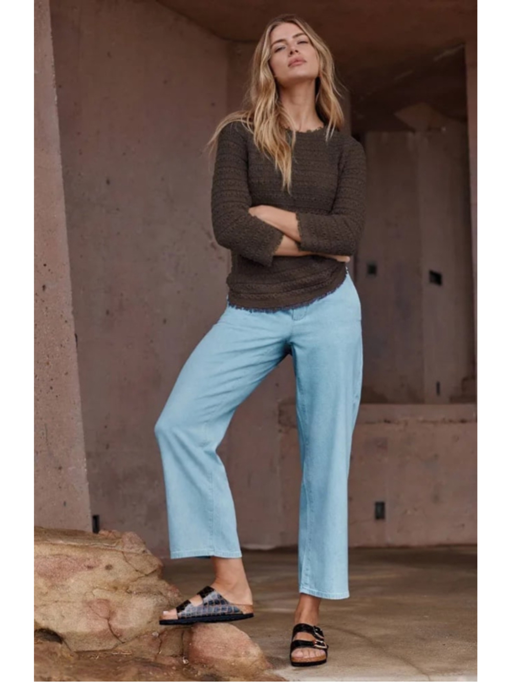 J. Jill Pure Jill Indigo Wide-Leg Crop Jeans